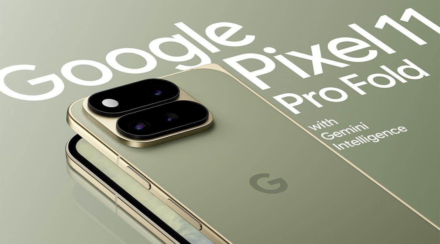 A leaked marketing render of a Pixel 11 Pro Fold.