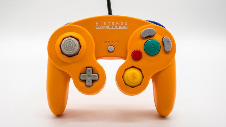 An orange GameCube controller