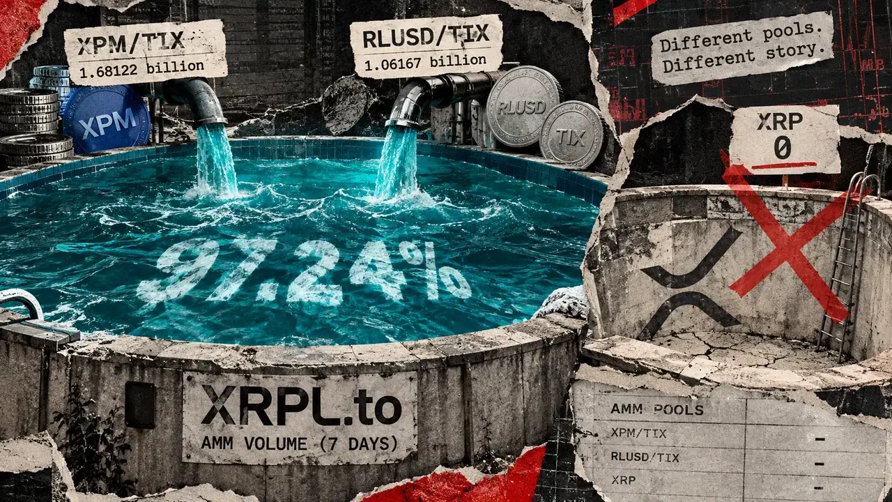 185 trades 2 8 billion in reported volume inside the two new xrpl pools skewing the numbers Two token pools created less than a week ago now make up 97.24% of all automated market maker (AMM) volume on the XRP Ledger over the past seven days. Together, they recorded just 185 trades.