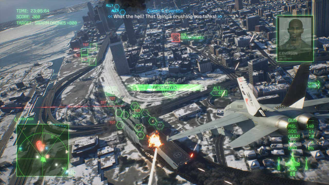 A plane attacks a tank in Ace Combat 8: Wings of Theve.