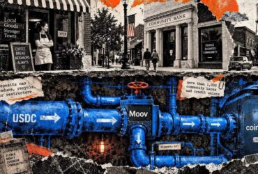 coinbase wires community banks into stablecoins and owns the rails underneath A small-town business reaching a stablecoin rail now has three parties standing in the path. The customer relationship belongs to the bank or credit union. The payments-platform link comes from Moov. Custody and movement components come from Coinbase, per its announcement. To the customer, it all looks like a single bank-branded product.