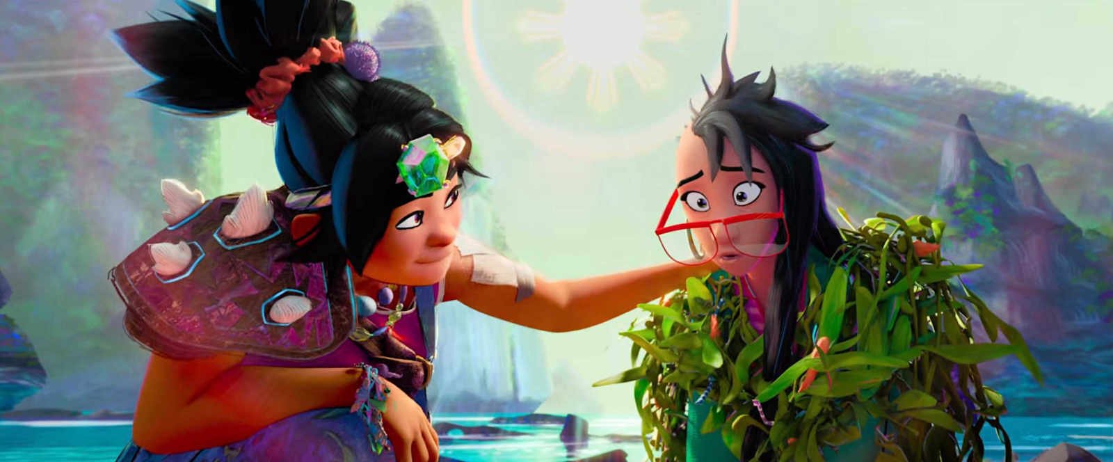 DreamWorks Answers 'Kpop Demon Hunters' With 'Forgotten Island,' Out Sept. 25 28 A girl with her hair pulled up in a topknot, wearing a Bowser-style spiked turtle shell, comforts her friend, a girl with long, dark hair shaved on one side, and big red glasses sliding down her nose, in Forgotten Island