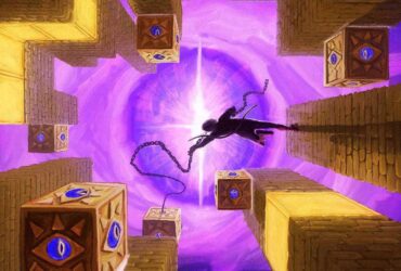 he who watches turns gravity inside out and outdoes portal Picture yourself on the stone floor of a chamber with a bow in your hands. An arrow goes into a box, you haul it up the wall, and you release it while hanging upside down from the ceiling. It doesn't fall. Gravity has decided to take your side for once.