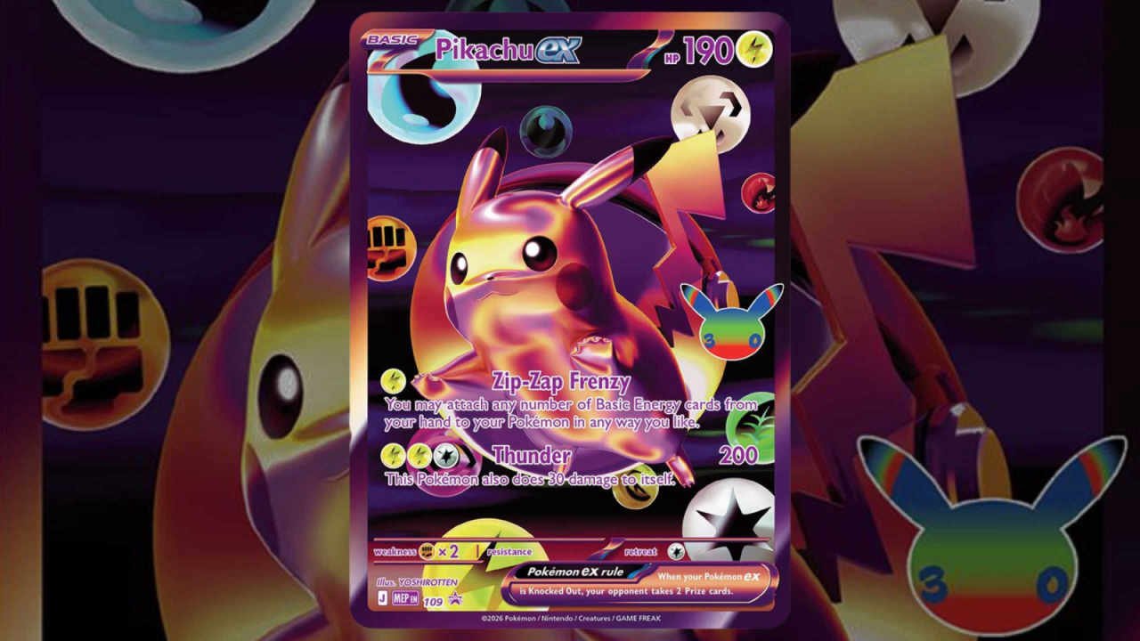 Pokémon TCG 30th Anniversary Binder Collection Pushed Back Two Months to December 4 29 Pikachu ex promo card 109 from the Pokemon 30th collection