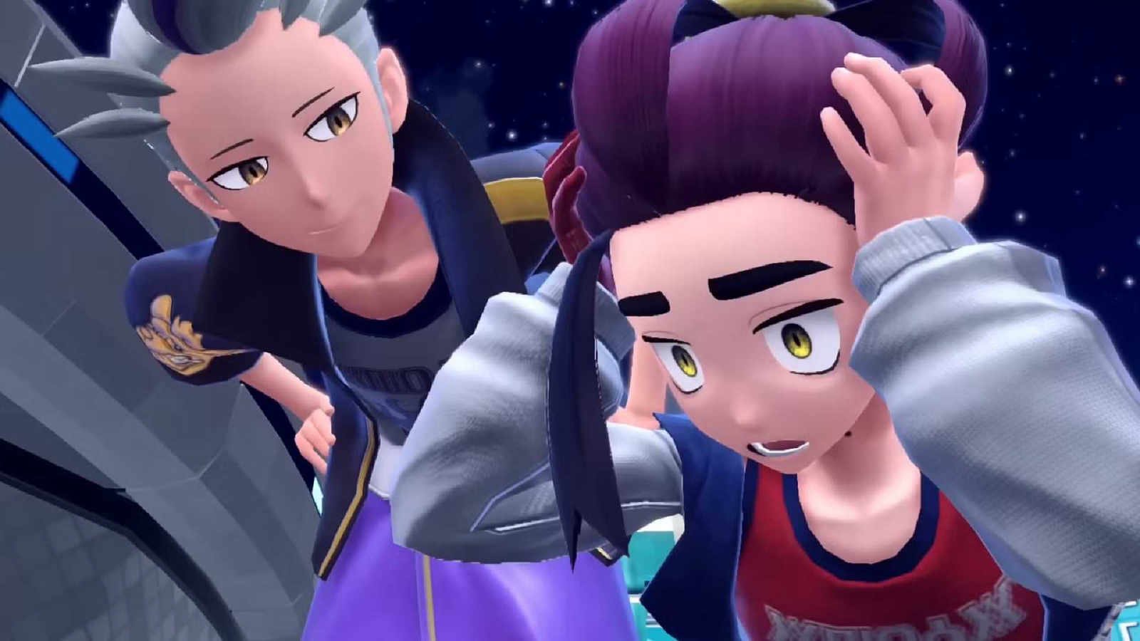 Kieran looking shocked next to Drayton in Pokemon Scarlet and Violet.