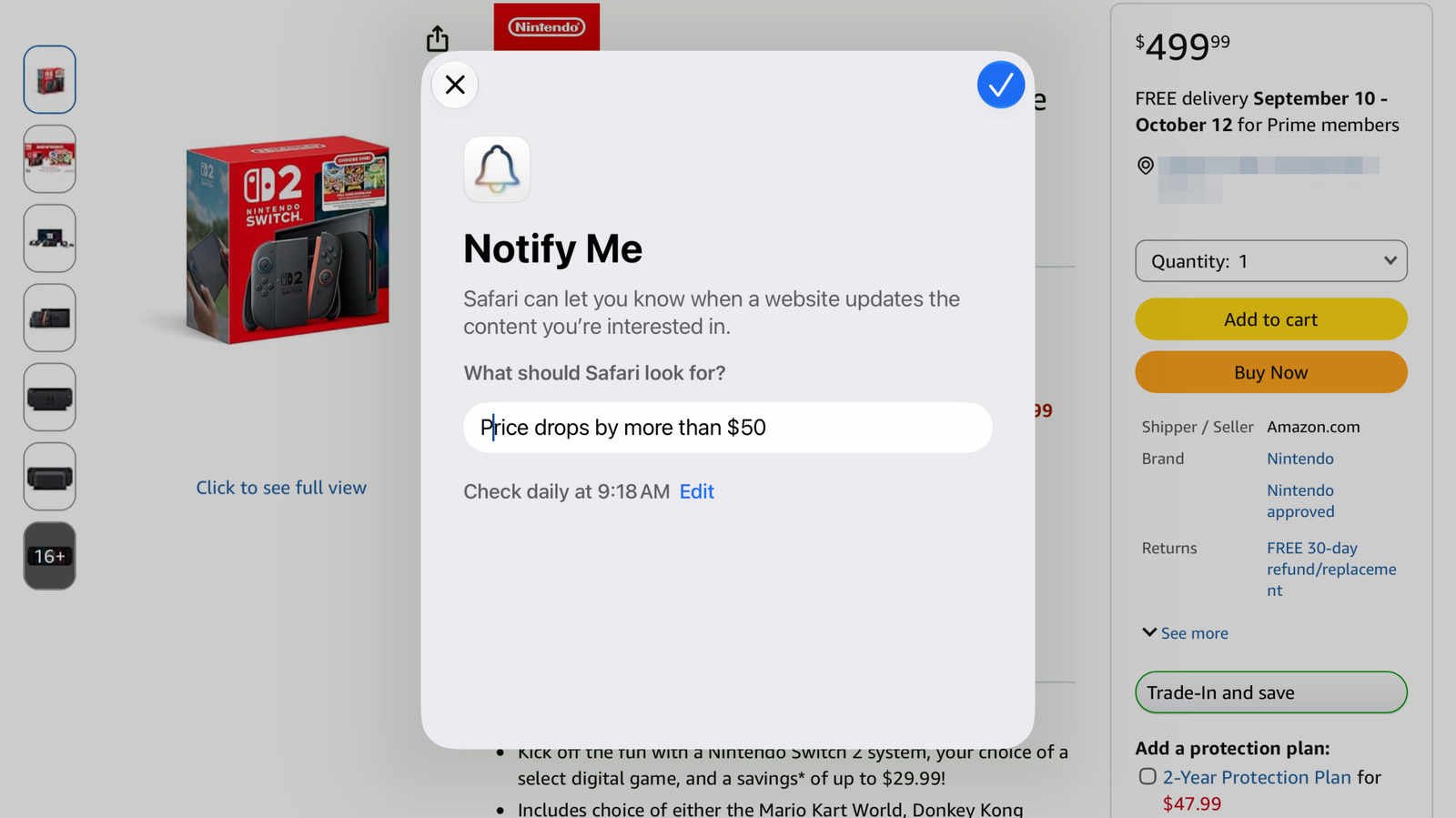 Safari's Notify Me quietly tracks price drops across iPhone, iPad and Mac — here's how to turn it on 25 safaris notify me quietly tracks price drops across iphone ipad and mac heres how to turn it on iOS 27's most practical addition isn't a marquee feature at all. It's a modest button tucked behind the three horizontal lines at the left edge of Safari's address bar, and its job is to keep an eye on a webpage for you until something there changes.