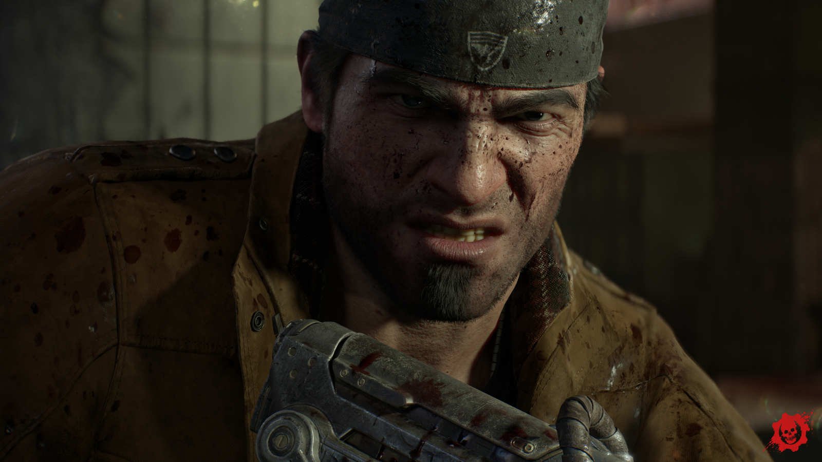 Marcus Fenix growls in Gears of War E-Day
