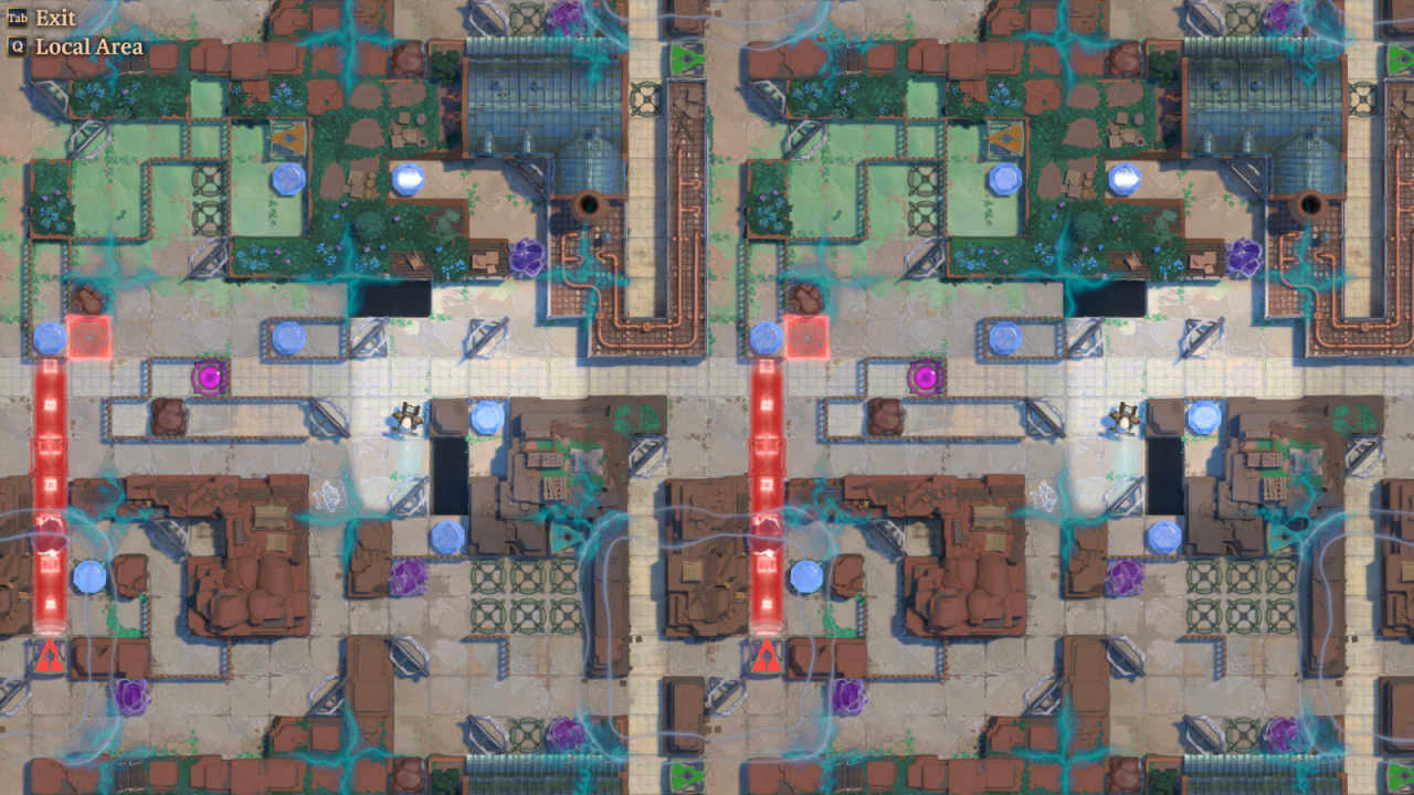 An expanded zoomed out view of a multi-room puzzle starring The Caver in Order of the Sinking Star