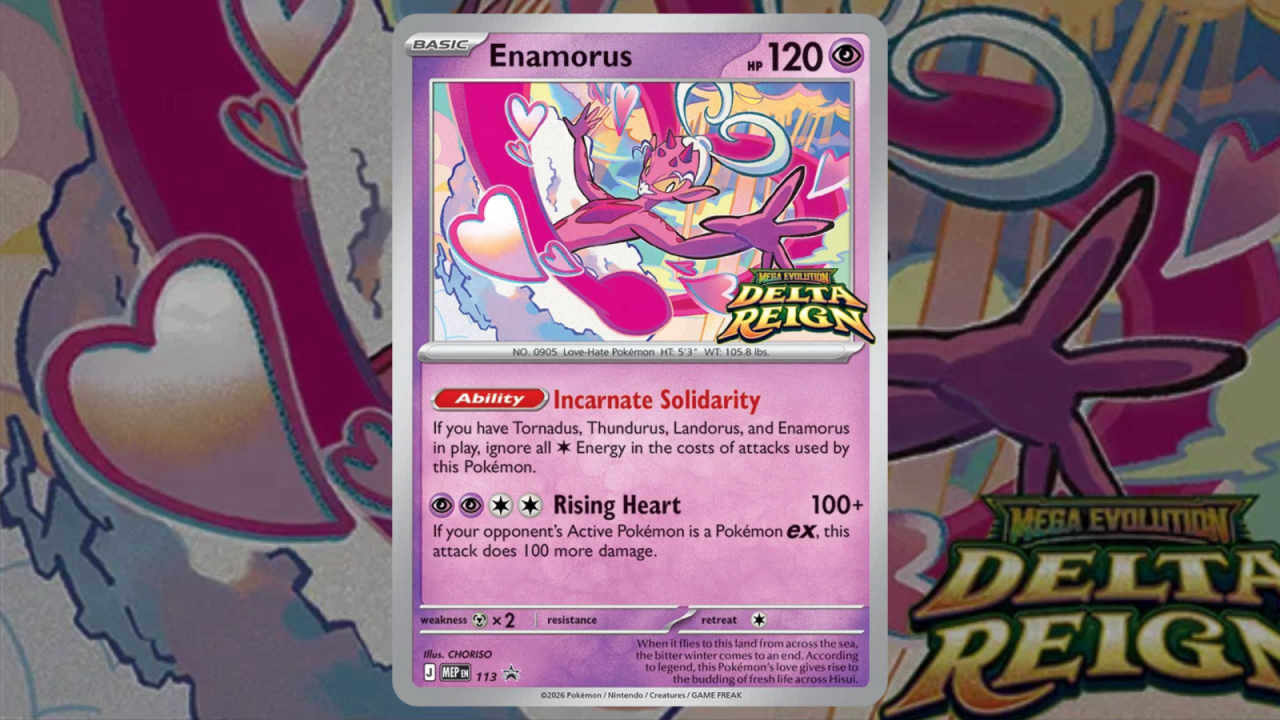 Pokémon TCG Delta Reign Prereleases Bring Four Fresh Promo Cards Starting Oct. 24 29 Enamorus promo card for Pokemon TCG Delta Reign