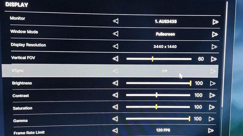 V-Sync Explained: How Vertical Sync Changes Your PC's Frame Rate 29 A game's display settings, with VSync highlighted and turned off